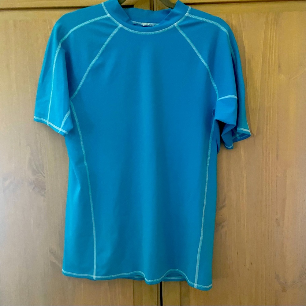 Boys Lands End blue swim shirt size XL 18H-20Husky